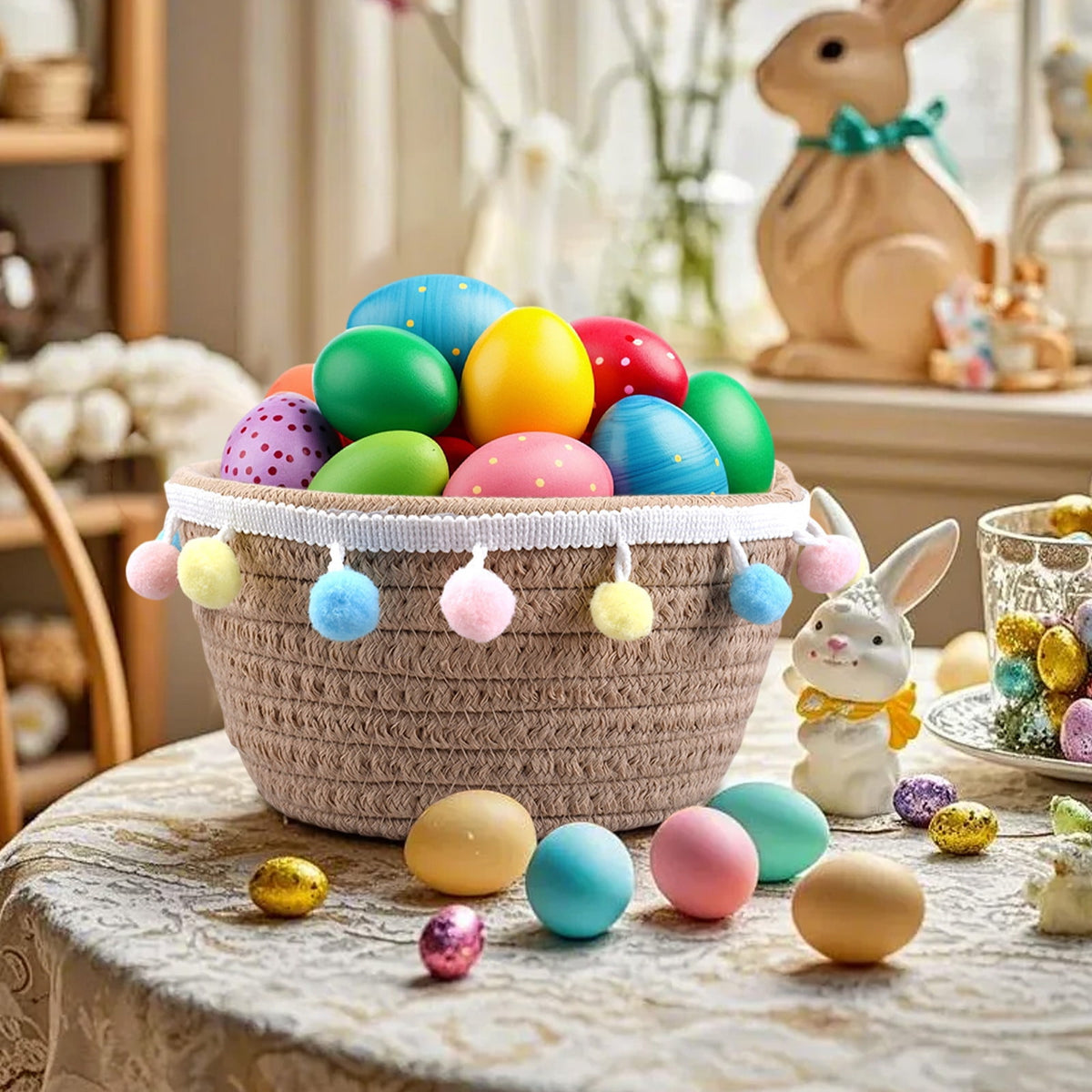 Chmadoxn Adorable Easter Bunny Basket for Kids - Perfect Easter Gift, Cute Easter Bucket Bags with Rabbit Ears for Easter Eggs Hunting, Affordable & Festive Spring Decor As Show I
