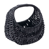 Darzheoy Wicker Basket with Handle, Wicker Shopping Basket, Picnic Baskets, Wicker Storage Basket, Rattan Basket for Wedding Black