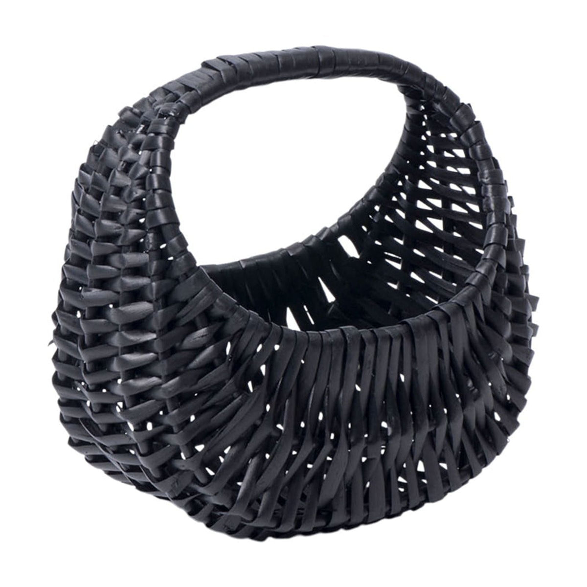 Darzheoy Wicker Basket with Handle, Wicker Shopping Basket, Picnic Baskets, Wicker Storage Basket, Rattan Basket for Wedding Black