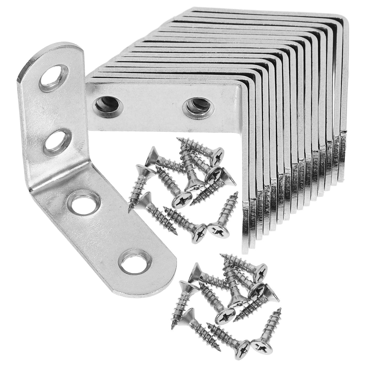 WHAMVOX 16 Sets Angle Brackets for Shelves 90 Degree Corner Brace Braces Silver