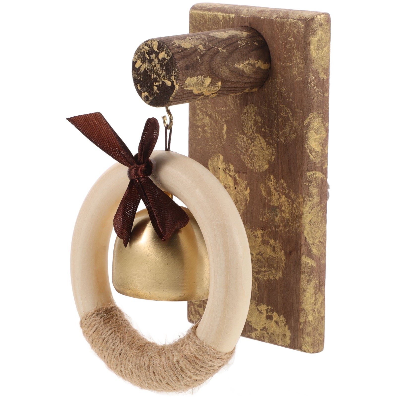 WHAMVOX Wooden Brass Doorbell Shopkeeper Bell for Door Opening Entrance Wood Doorbell Wind Chime Office Ornament