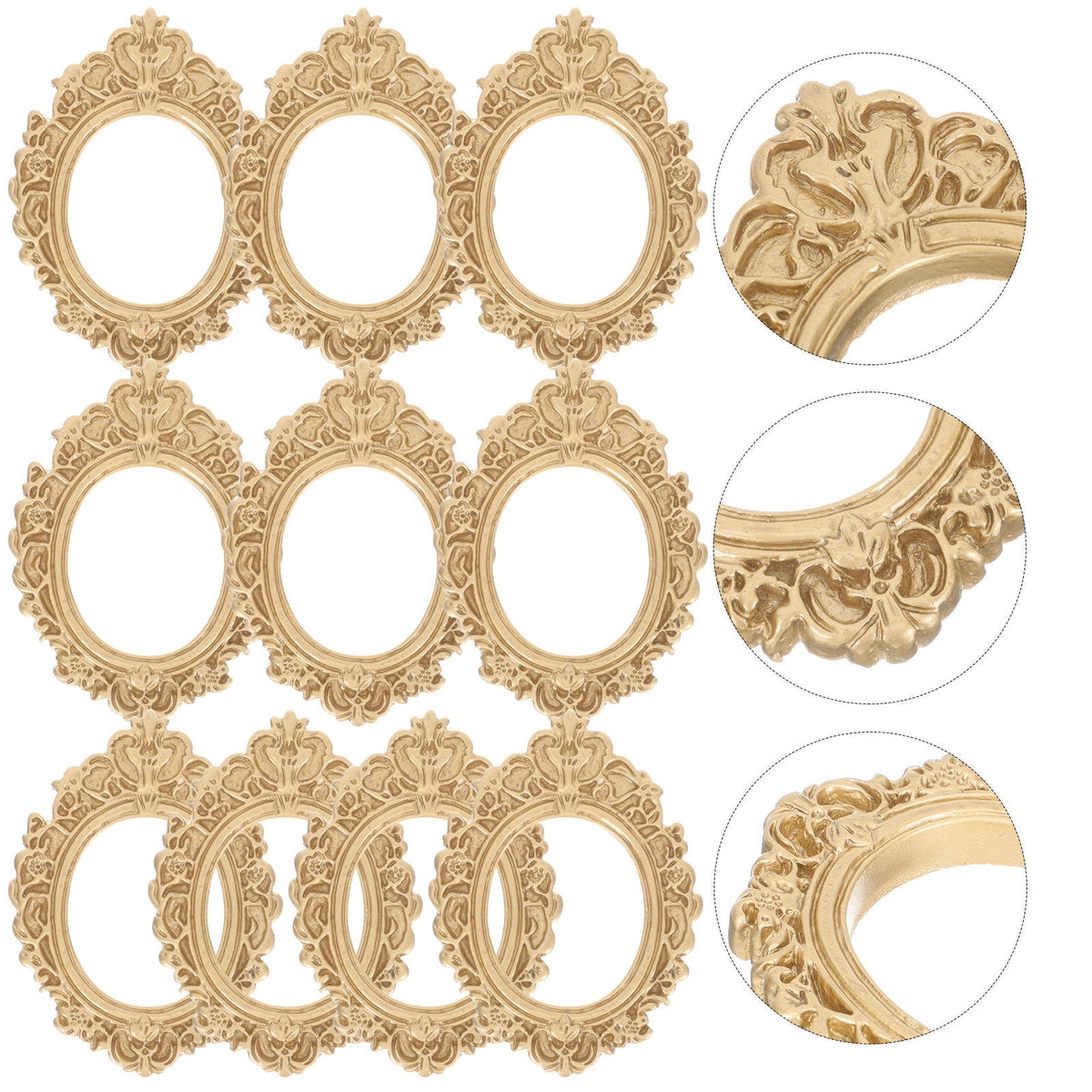 WHAMVOX 10 Pcs Golden Photo Frame Mini Vintage Picture Frames Antique