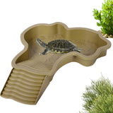 Darzheoy Reptile Bathing Pool Turtle Bath Amphibians Accessories with Ramp Tortoise Feeder Lizards Habitat for Tortoise Scorpion Snake B