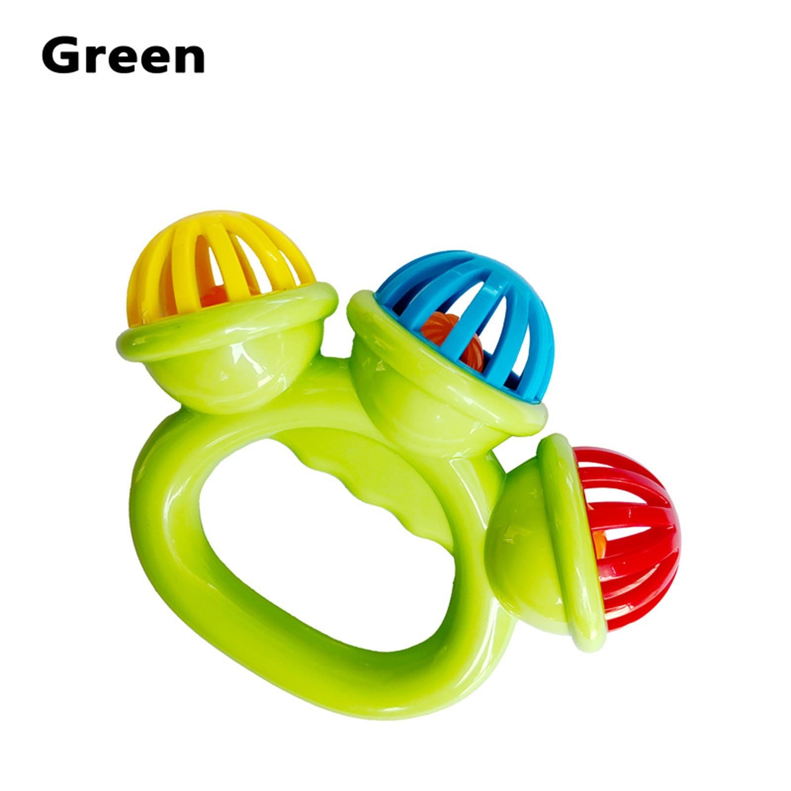 Chmadoxn Colorful Tri-Head Baby Shaker Rattle Toy, 3-in-1 Sensory Toy for Newborns 0-3 Years, Safe BPA-Free Hand Grasp Toy for Early Learning 3.9×3.4 in Yellow