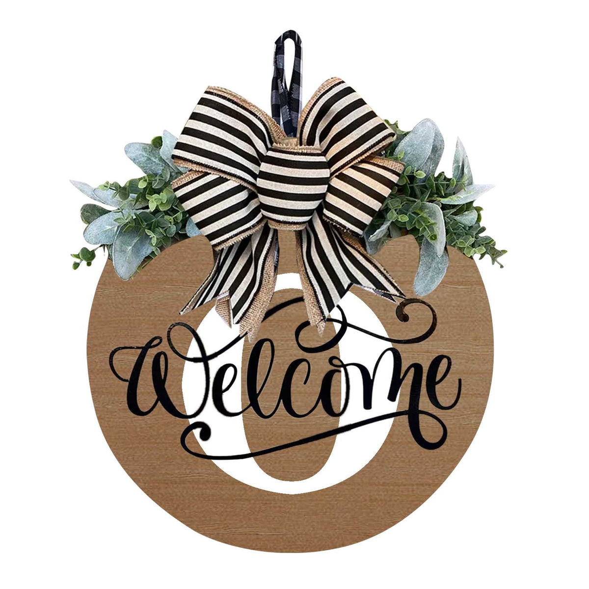 Darzheoy Initial Last Name Year Round Front Door Wreath, Welcome Sign Garland with Bow & Eucalyptus, Personalized Creative 26 Letter Farmhouse Wreath for All Seasons O