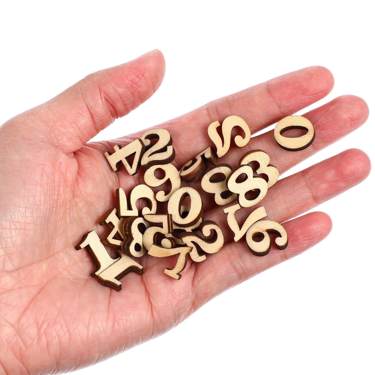 HOOWIFFY Unfinished Light Brown Wooden Numbers for Crafts and Home Decor Natural Material Art Supplies