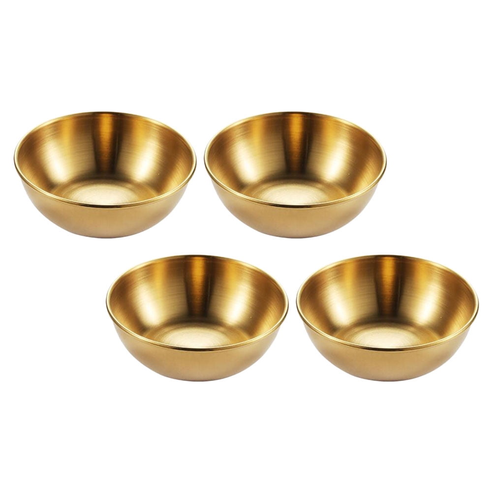 SKISUNO 4-Piece Golden Dipping Sauce Dishes Set for Home and Restaurant Use, and Stylish Serving Bowls