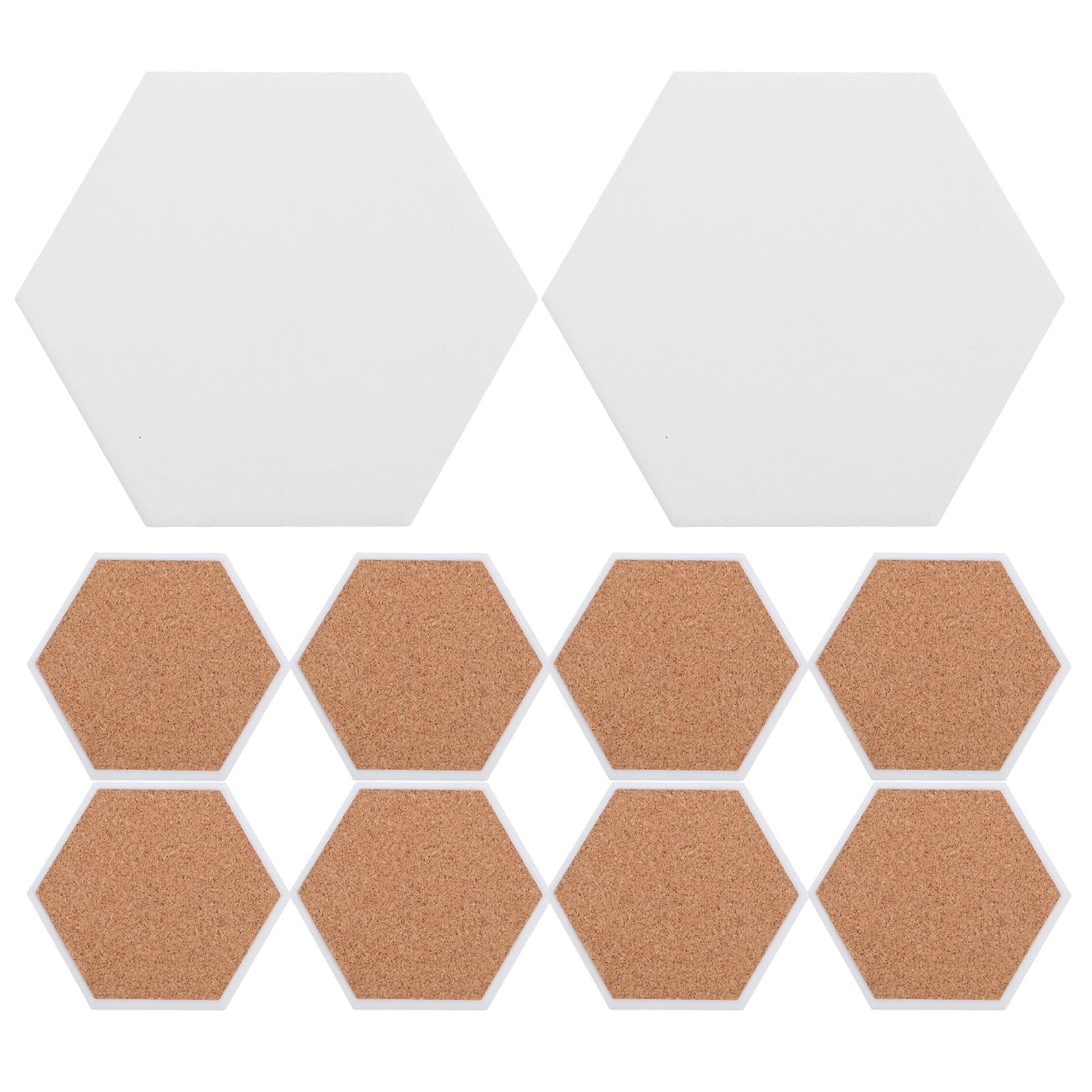 HOOWIFFY 10Set White Ceramic Hexagonal Coasters with Nonslip Heat Resistant Surface for Sublimation