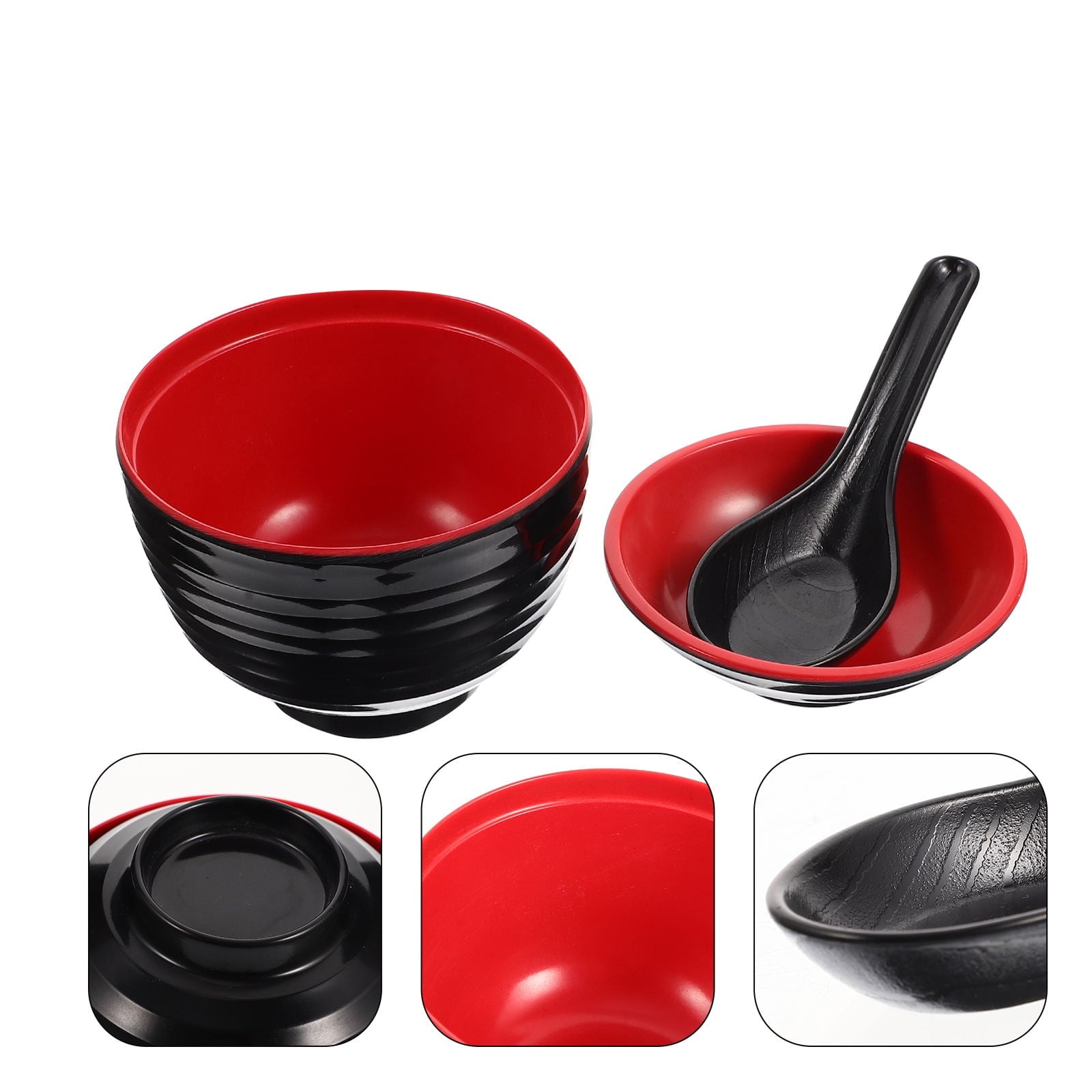 HOOWIFFY Traditional Japanese Miso Soup Bowl Set, Round Black Ceramic, 10x10x9.5cm, Perfect for Authentic Asian Cuisine