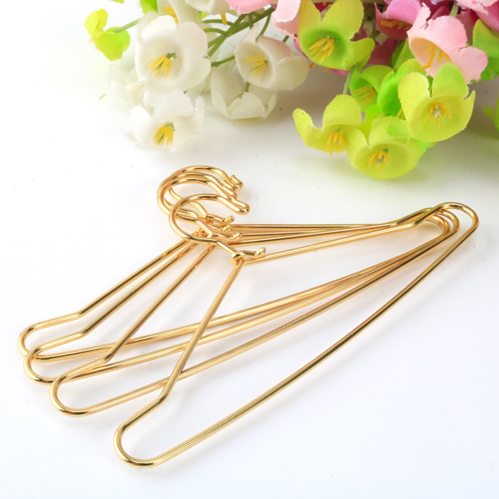HOOWIFFY Small Hanger Shape 10 Pcs Metal Clothes Hangers Carbon Steel for Childrens Doll Clothes DIY Toy Use