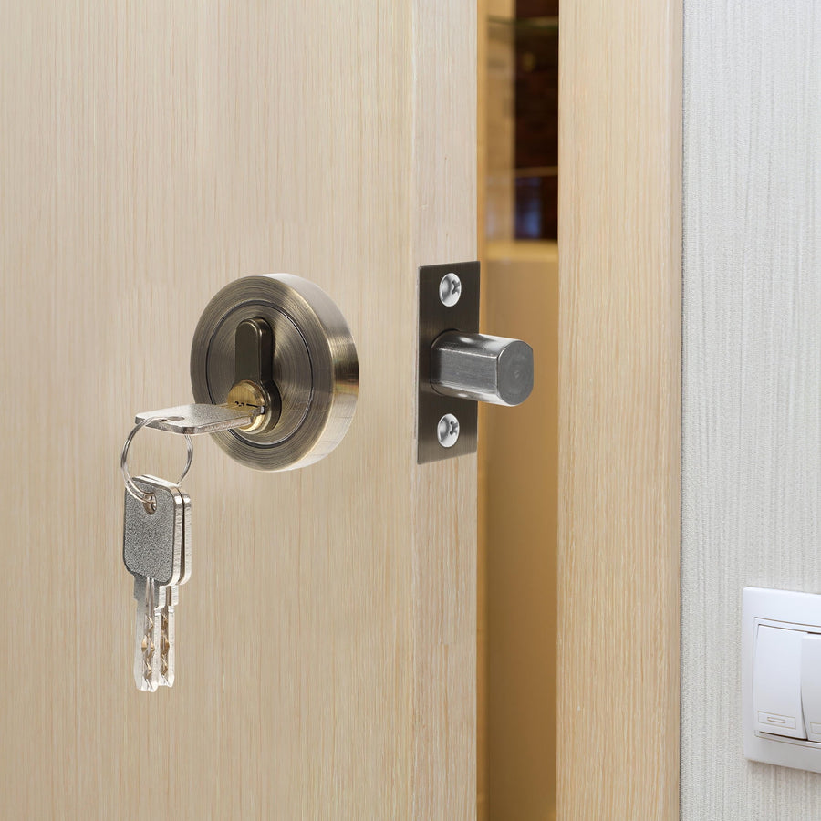 HOOWIFFY Durable Golden Deadbolt Lock Single Cylinder with Key for Home Use