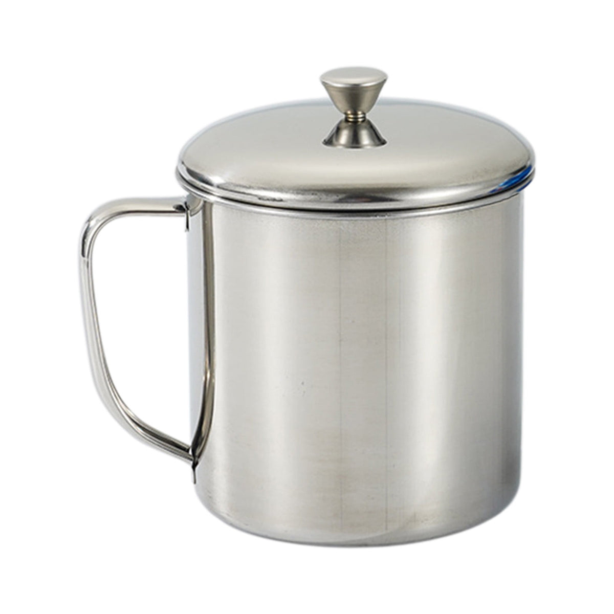 Darzheoy Stainless Steel Coffee Cup - Metal Tea Mug with Lid and Handle for Camping and Everyday Use L Silver