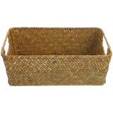 HOOWIFFY Handwoven Light Brown Straw Basket for Home Storage, Organization and Decorative Use