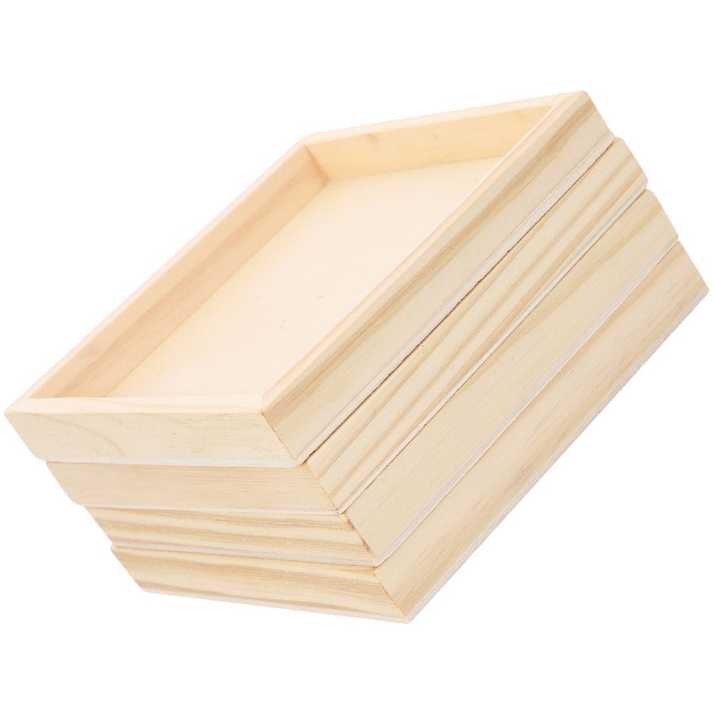 HOOWIFFY 4-Piece Khaki Wood Puzzle Organizer Set - Storage Boxes for Kids Building Blocks and Toy Storage