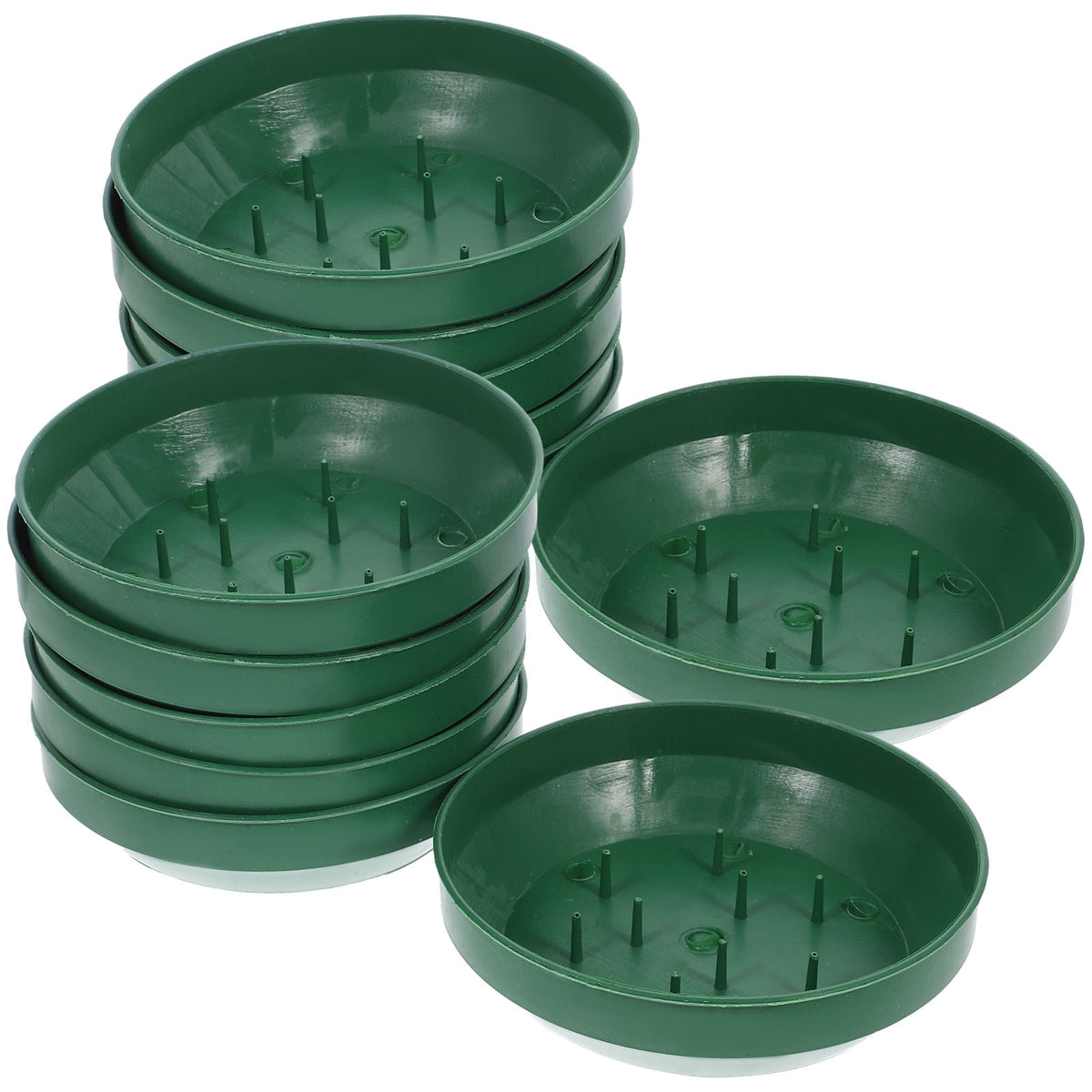 HOOWIFFY Green Plastic Flower Arrangement Plates 5.7 x 5.7 x 1.6 Inches Floral Craft Supplies for Decorations