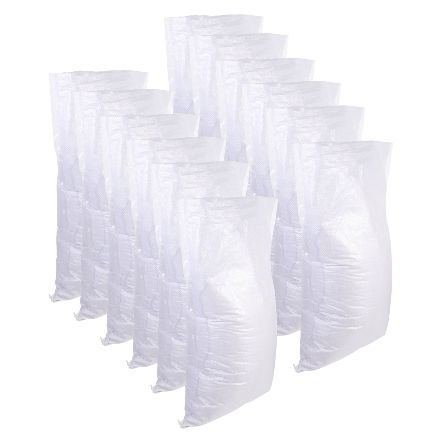 HOOWIFFY White PP Woven Sandbags for Flood , Home, Garage, Yard, and Outdoor Use