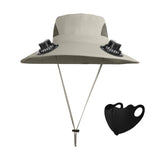 Darzheoy Solar Fan Hat Wide Brim Solar Fan Hat Outdoor Wide Brim Sun Hat with Solar Fan Fishing Hat, Removable & USB Charging Fan C-Gray