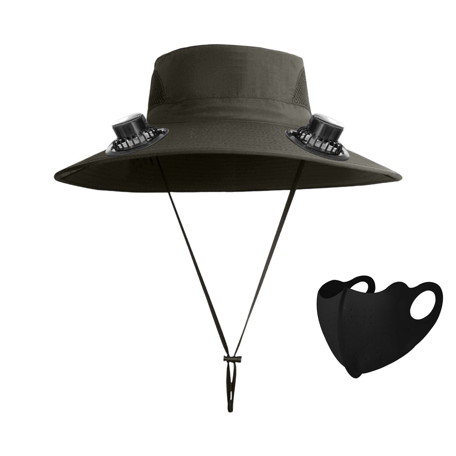 Darzheoy Solar Fan Hat Wide Brim Solar Fan Hat Outdoor Wide Brim Sun Hat with Solar Fan Fishing Hat, Removable & USB Charging Fan C-Green