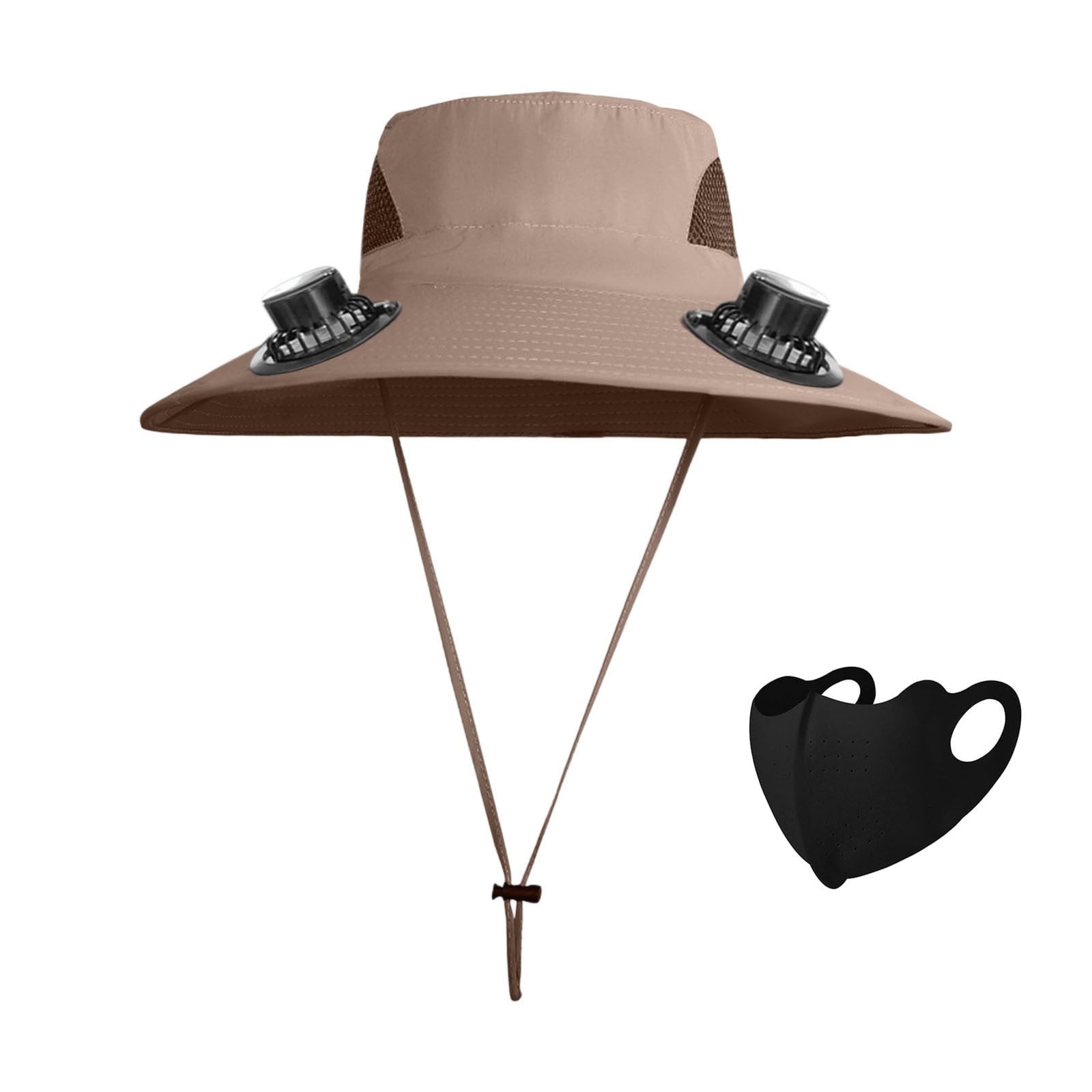 Darzheoy Solar Fan Hat Wide Brim Solar Fan Hat Outdoor Wide Brim Sun Hat with Solar Fan Fishing Hat, Removable & USB Charging Fan C-Khaki