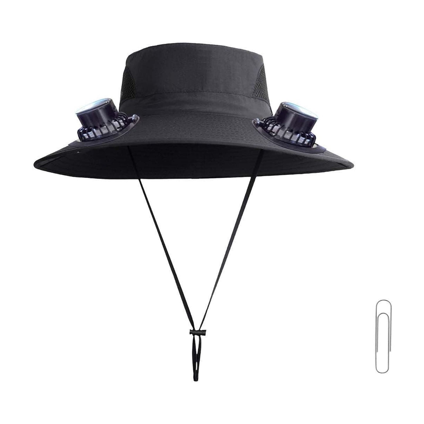 Darzheoy Solar Fan Hat Wide Brim Solar Fan Hat Outdoor Wide Brim Sun Hat with Solar Fan Fishing Hat, Removable & USB Charging Fan D-Black