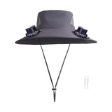 Darzheoy Solar Fan Hat Wide Brim Solar Fan Hat Outdoor Wide Brim Sun Hat with Solar Fan Fishing Hat, Removable & USB Charging Fan D-Gray