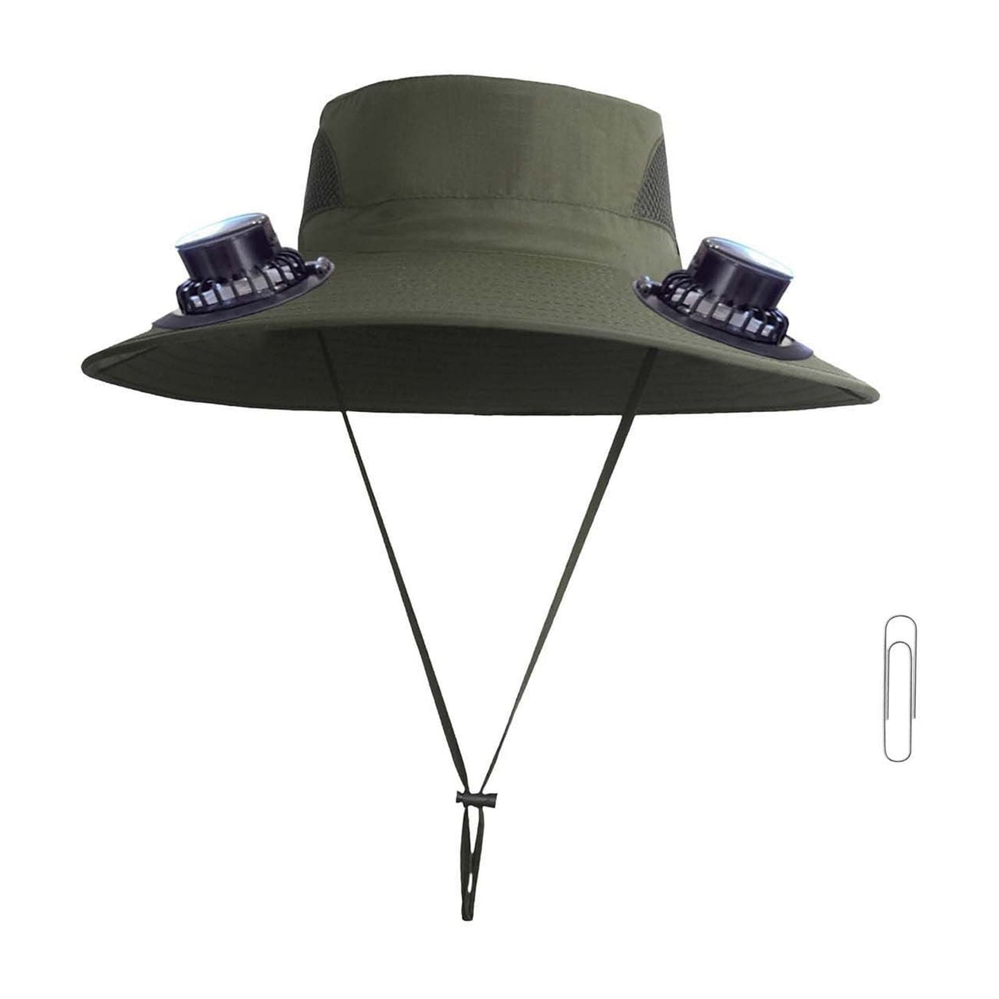 Darzheoy Solar Fan Hat Wide Brim Solar Fan Hat Outdoor Wide Brim Sun Hat with Solar Fan Fishing Hat, Removable & USB Charging Fan D-Green