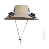 Darzheoy Solar Fan Hat Wide Brim Solar Fan Hat Outdoor Wide Brim Sun Hat with Solar Fan Fishing Hat, Removable & USB Charging Fan D-Khaki