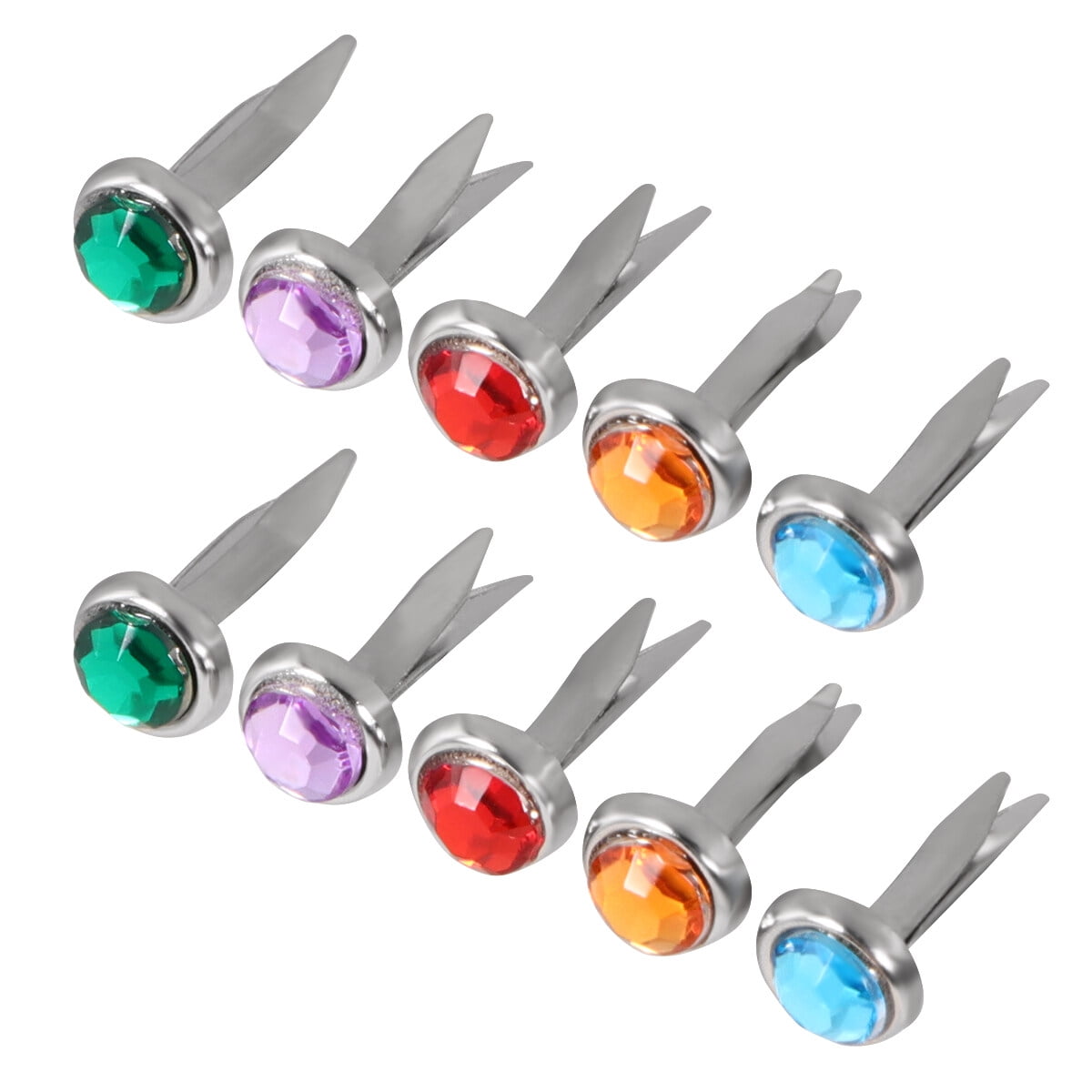 HOOWIFFY Decorative Brads For Crafting Mini Alloy Round Assorted Color 50Pcs 0.5x0.5x2Cm