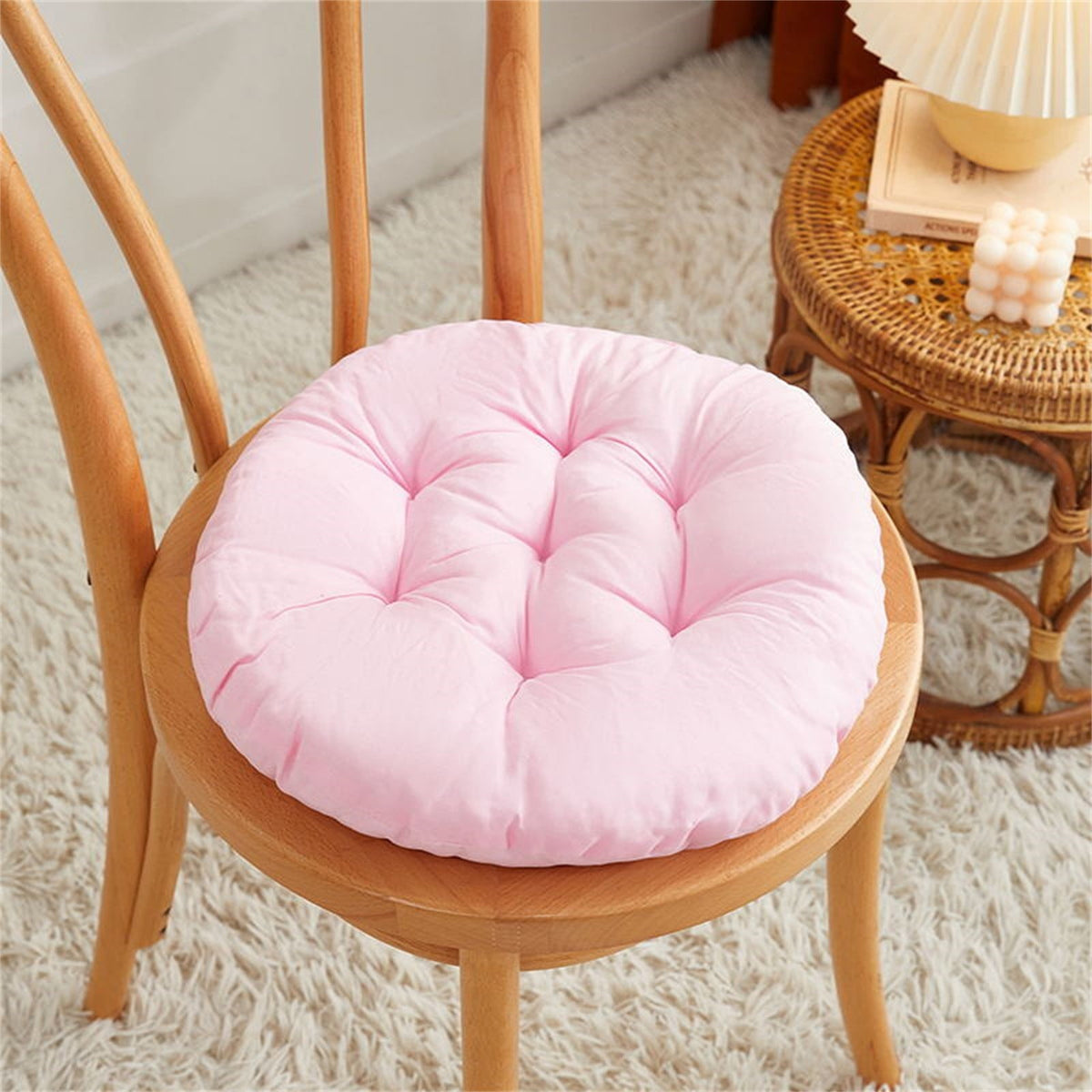 Darzheoy Round Seat Cushion Chair Pads for Kitchen Dining Chairs, Soft Comfort Chair Mat Pillow Cushions for Office Desk Living Room 16 Pink