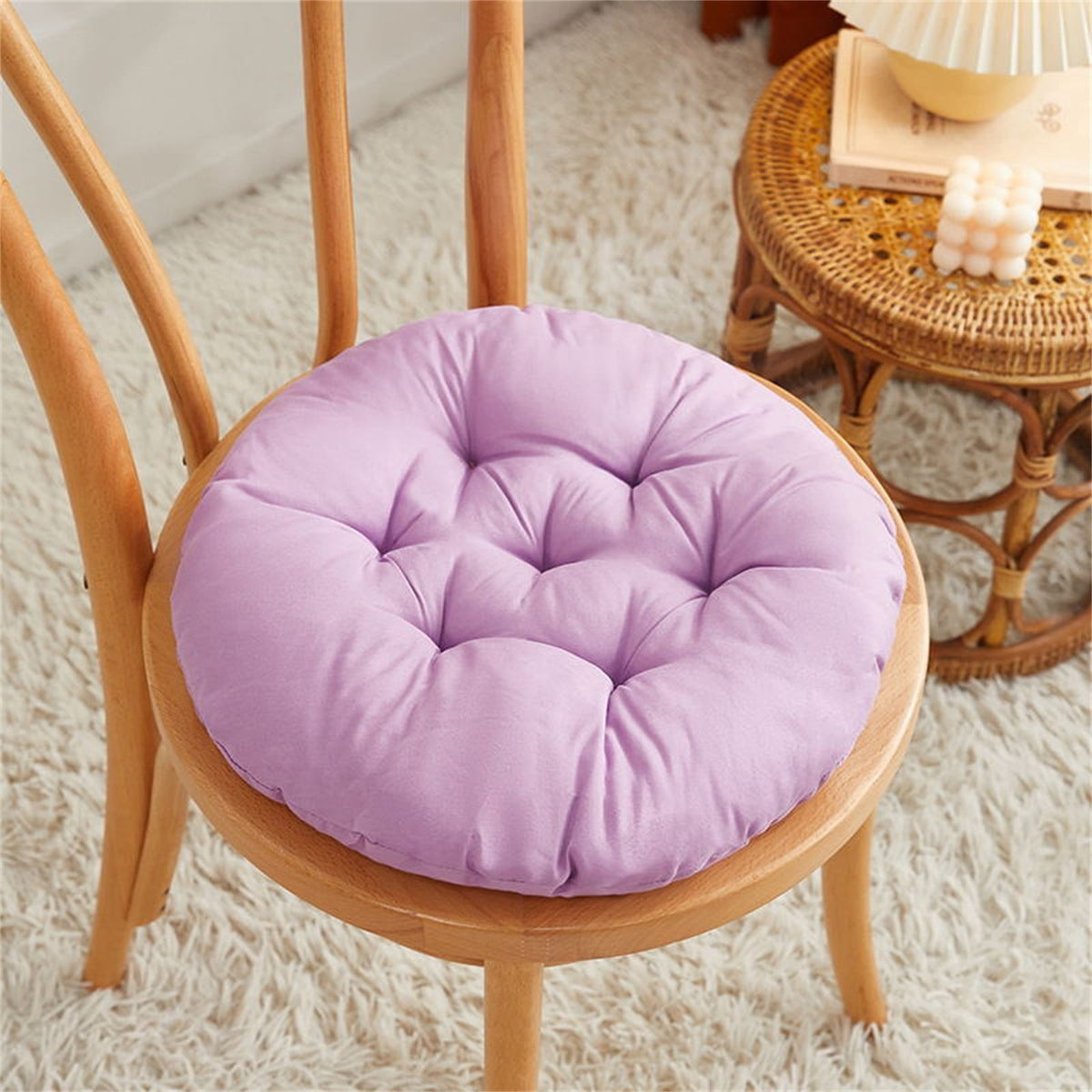 Darzheoy Round Seat Cushion Chair Pads for Kitchen Dining Chairs, Soft Comfort Chair Mat Pillow Cushions for Office Desk Living Room 16 Purple