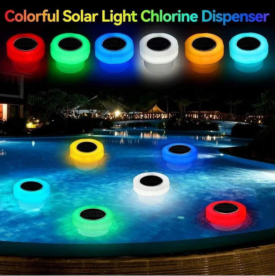 Darzheoy Pool Chlorine Floater, Chlorine Tablet Floater with Solar Light, Floating Chlorine Dispenser Fit 1" and 3" Chlorine Tabs, Adjustable Pool Chlorinator Floater White