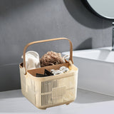 Kdkad Shower Caddy with Dry Wet Separation - Portable PP Plastic Bath Tote for College Dorms, Large Bathroom Organizer Basket with Drain Holes & Rust-Free Hooks 9.4×6.7 in Beige