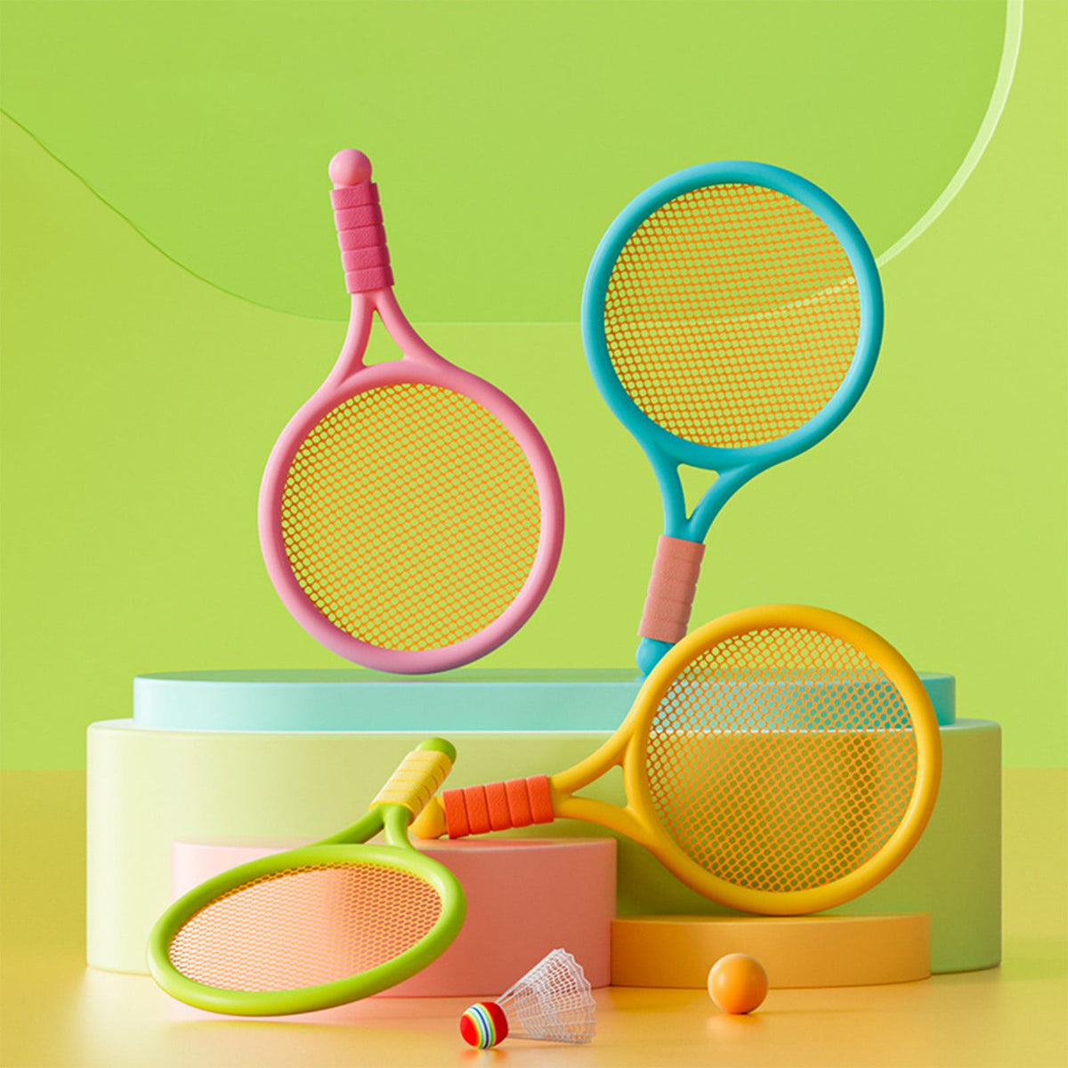 Chmadoxn Kids Badminton & Tennis Set - Racket Family Sports Gift with Balls， Lightweight Beginner Gear for Ages 6-12, Indoor/Outdoor Play Blue