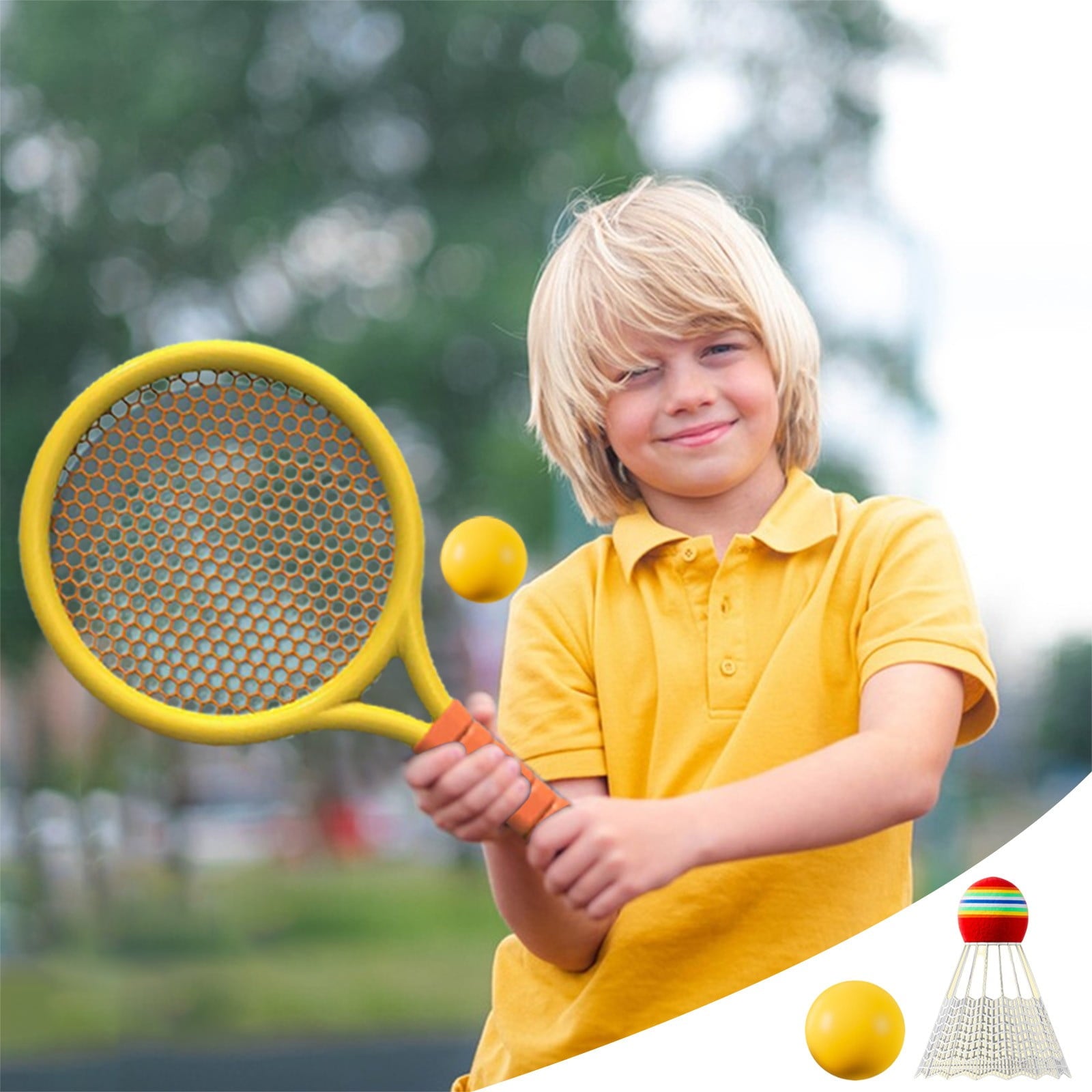 Chmadoxn Kids Badminton & Tennis Set - Racket Family Sports Gift with Balls， Lightweight Beginner Gear for Ages 6-12, Indoor/Outdoor Play Red