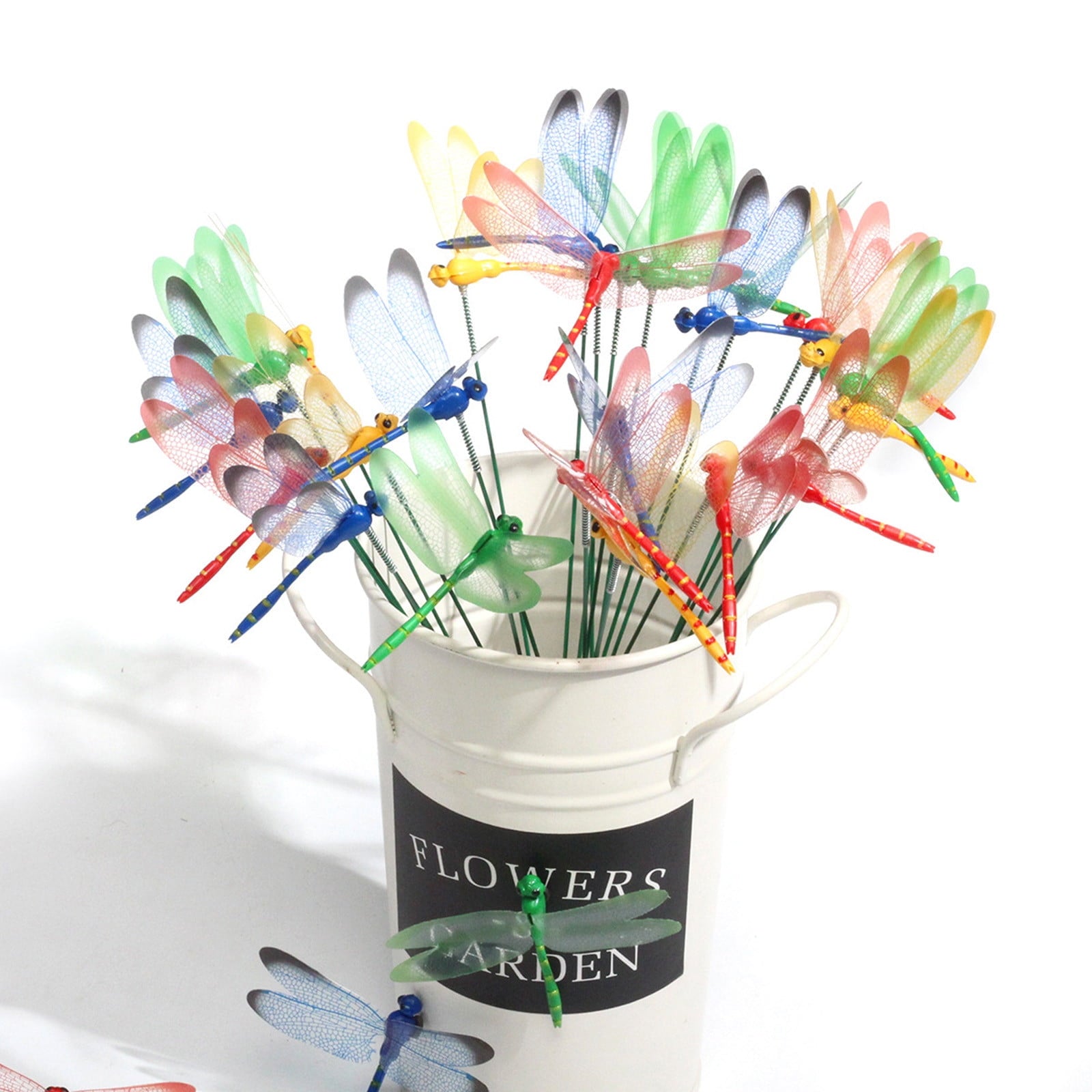 Darzheoy 24 Pcs 3D Dragonfly Garden Decor Dragon Fly Garden Stakes Dragonflies Garden Ornaments Patio Decoration Dragonfly Stakes with Sticks, Colors Multicolor