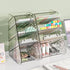 Kdkad Slanted Desktop Organizer - Clear Acrylic Pen Holder w/ Angled Slots, Cosmetic Brush Storage & Office Supply Tray for Desk (Multi-Use Stationery Box)\u200b\u200b L White