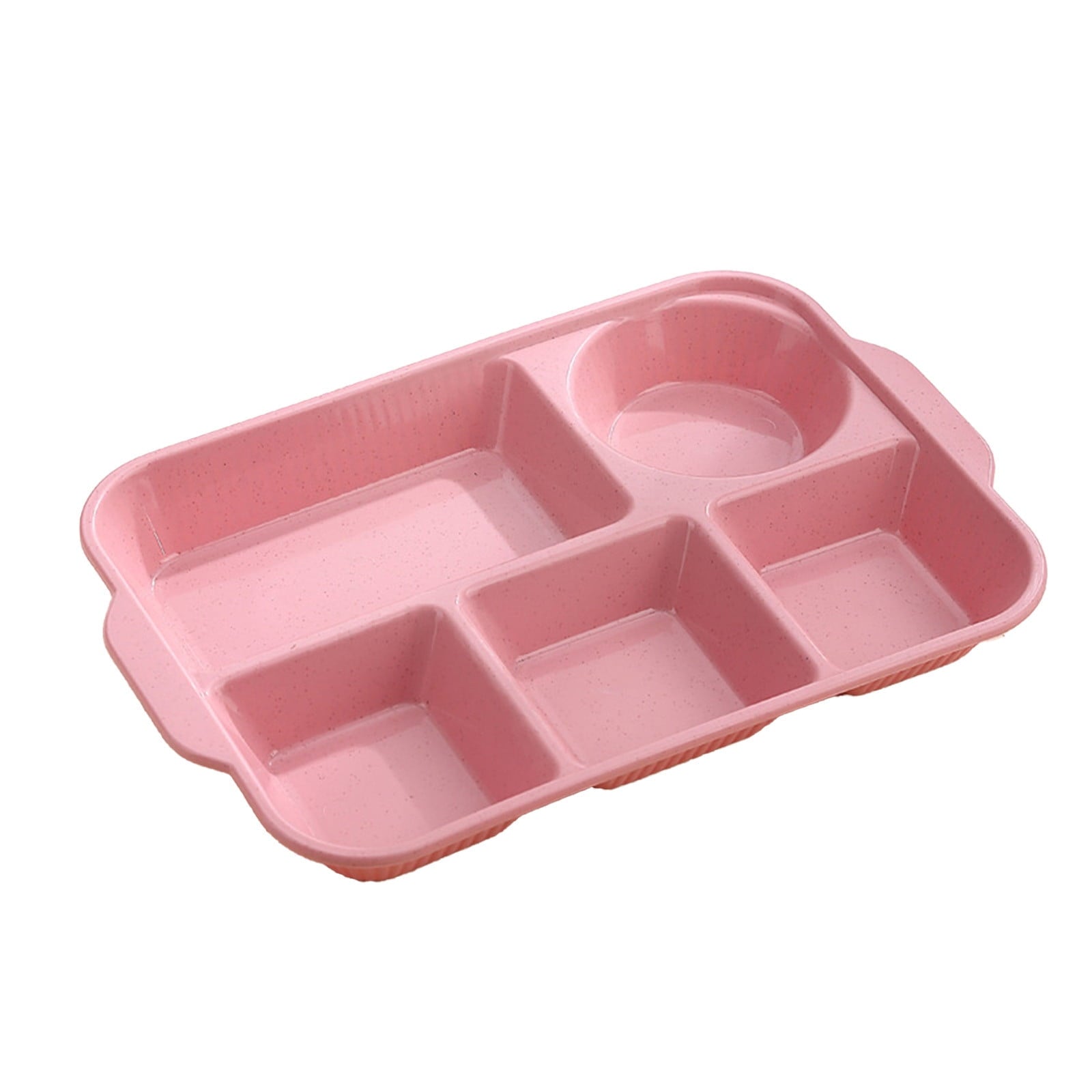Darzheoy Unbreakable Divided Plates, 5-Compartment Wheat Straw Tray Divided Food Plates Lunch Trays Section Plates for Kids Adults, Microwave Dishwasher Safe, BPA Free Pink