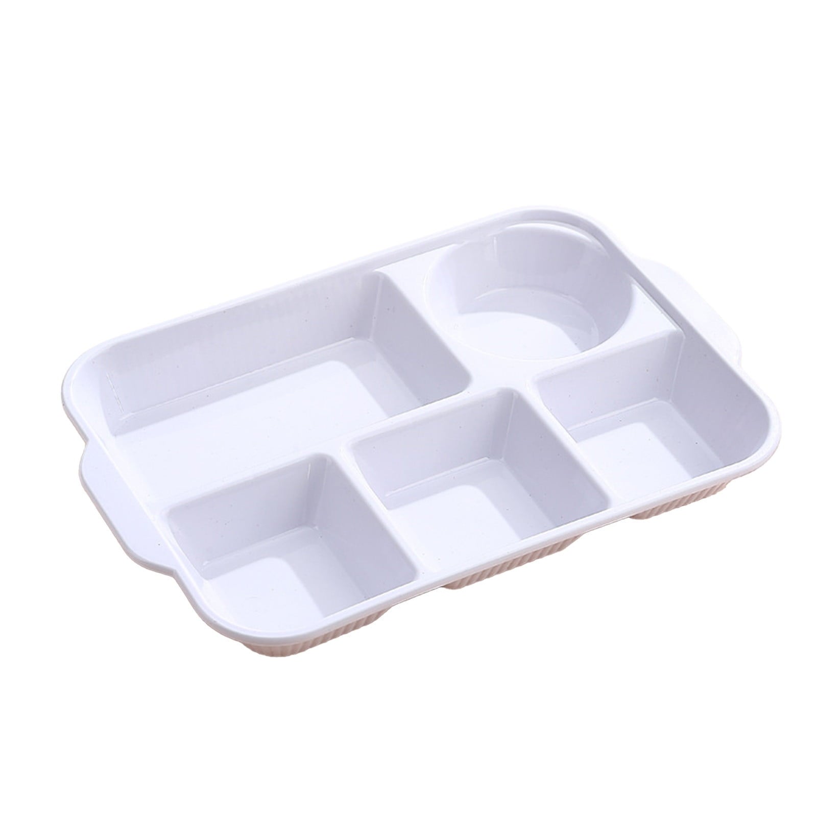 Darzheoy Unbreakable Divided Plates, 5-Compartment Wheat Straw Tray Divided Food Plates Lunch Trays Section Plates for Kids Adults, Microwave Dishwasher Safe, BPA Free White