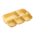 Darzheoy Unbreakable Divided Plates, 5-Compartment Wheat Straw Tray Divided Food Plates Lunch Trays Section Plates for Kids Adults, Microwave Dishwasher Safe, BPA Free Yellow