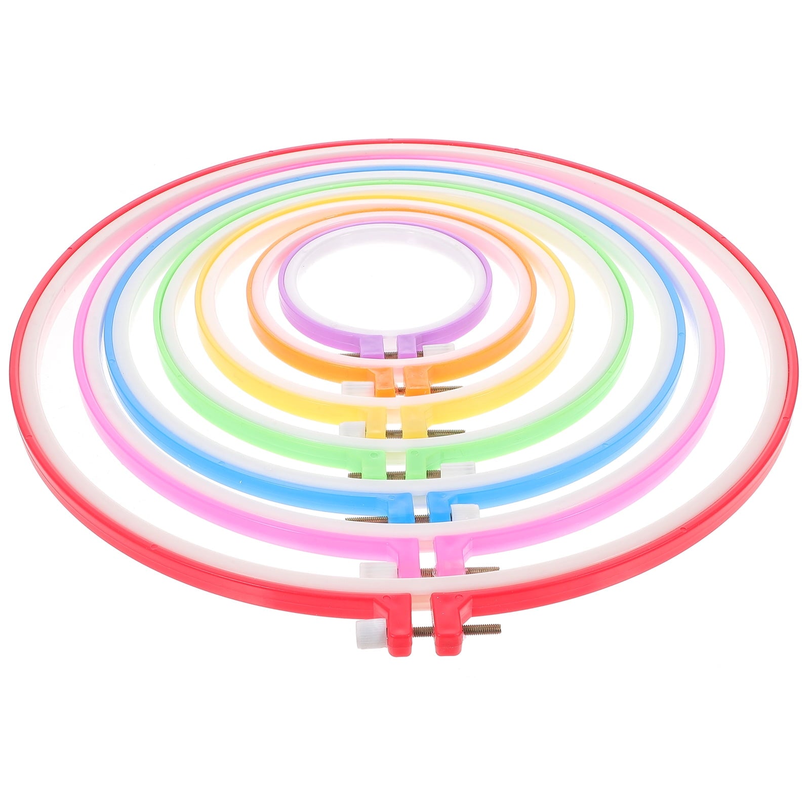 HOOWIFFY 7-Piece Embroidery Hoop Set Plastic Sewing Accessories Assorted Colors for Needlework and Craft Projects