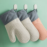 HOOWIFFY Silicone Oven Mitts Baking Gloves White 2 Pieces for Kitchen Cooking