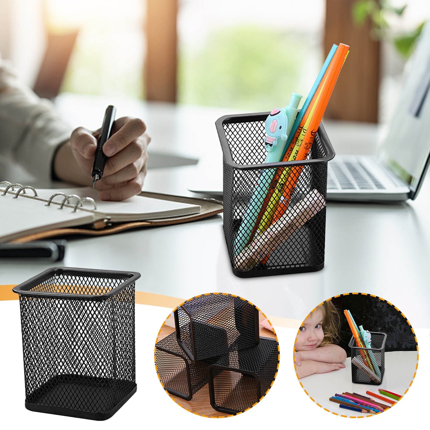 Darzheoy Pen Holder Mesh Pencil Holder Metal Pencil Holders Pen Organizer for Desk Office Pencil Holders, Back to Sch-ool Supplies C