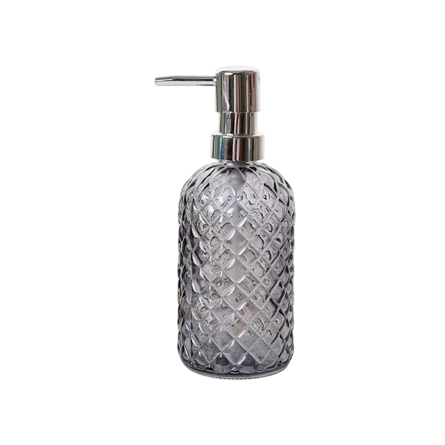 Darzheoy Glass Soap Dispenser 15 Oz for Bathroom Kitchen, Hand Soap/Lotion Dispenser with Plastic Pump Gray