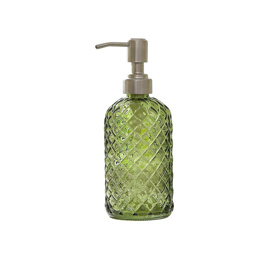 Darzheoy Glass Soap Dispenser 15 Oz for Bathroom Kitchen, Hand Soap/Lotion Dispenser with Plastic Pump Green