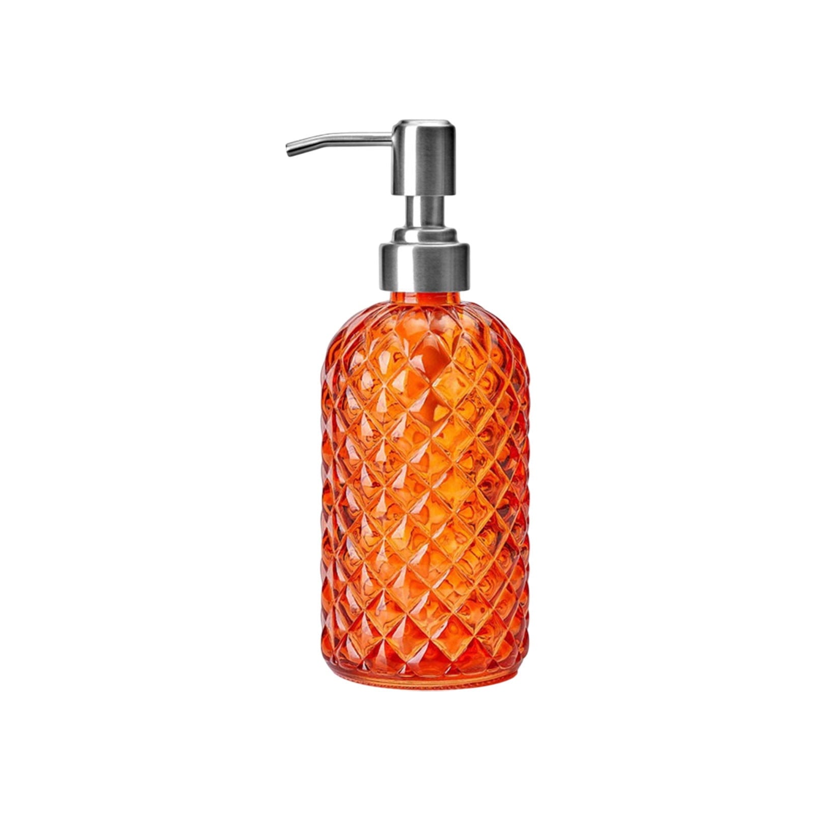 Darzheoy Glass Soap Dispenser 15 Oz for Bathroom Kitchen, Hand Soap/Lotion Dispenser with Plastic Pump Orange