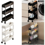 Kdkad Slim Space Saver Rolling Cart, 4.7-Inch Wide Storage Organizer with Wheels for Bathroom, Laundry Room, Between Washer & Toilet, 3-Tier Slim Design White
