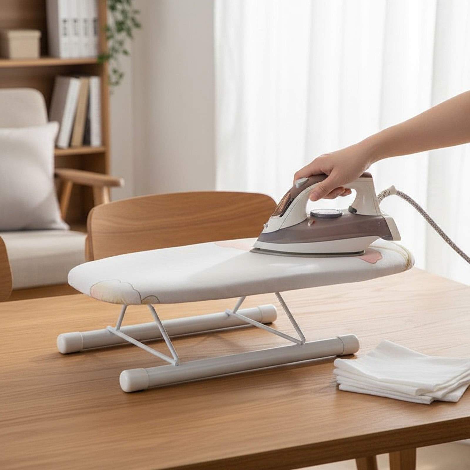 Kdkad Desktop Ironing Board, Small Folding Tabletop Iron Board with Heat-Resistant Cover, Portable for Dorm, Travel & Small Spaces, Mini Ironing Mat H