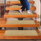 Chmadoxn 4-Piece Non-Slip Stair Treads, Self-Adhesive Striped Carpet Mats, Absorbent & Quiet Step Pads, Can Be Cut to Fit, Washable for Indoor Staircase Safety\u200b\u200b Beige