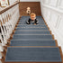 Chmadoxn 4-Piece Non-Slip Stair Treads, Self-Adhesive Striped Carpet Mats, Absorbent & Quiet Step Pads, Can Be Cut to Fit, Washable for Indoor Staircase Safety\u200b\u200b Gray 1