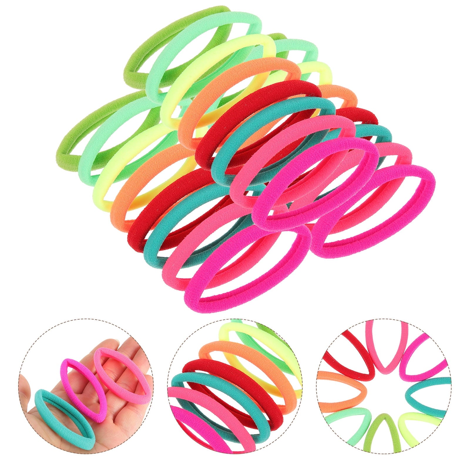HOOWIFFY 24Pcs Small Hair Ties Assorted Color Elastic Ponytail Holders for Medium to Thick Hair